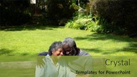  Presentation with family talking - Colorful PPT theme enhanced with high-angle-front-view backdrop and a gold colored foreground