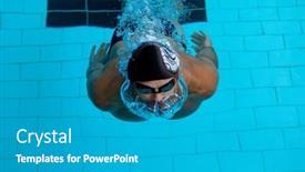  Presentation with swimming pool - Slide deck consisting of high-angle-front-view background and a teal colored foreground