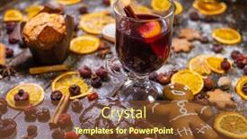  Presentation with mulled wine - Audience pleasing PPT theme consisting of high-angle-of-glass-cup backdrop and a tawny brown colored foreground
