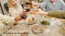  Presentation with members - Presentation theme consisting of high-angle-of-hands background and a coral colored foreground