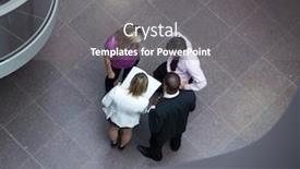  Presentation with ethnic - Presentation theme with high angle of multi-ethnic businessteam interacting with each other background and a gray colored foreground