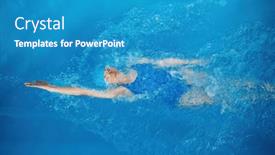  Presentation with swimming - Slide set consisting of high-angle-of-professional-sportswoman background and a teal colored foreground
