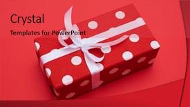  Presentation with gift ribbon - Presentation design with high-angle-of-single-dotted background and a red colored foreground