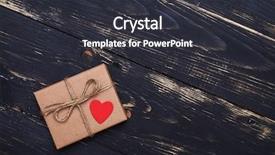  Presentation with corner - PPT layouts consisting of high angle of small handmade vintage box tied with rope cute red card in a form of heart place in the corner of box background and a dark gray colored foreground
