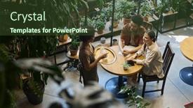  Presentation with intercultural - Slides featuring high-angle-of-young-intercultural background and a tawny brown colored foreground