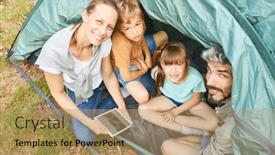  Presentation with tent - Theme featuring high-angle-portrait-of-happy background and a coral colored foreground