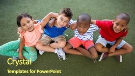  Presentation with inclusion children - Colorful PPT theme enhanced with high angle portrait of happy backdrop and a  colored foreground