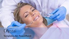  Presentation with dentist - Audience pleasing presentation theme consisting of high-angle-portrait-of-woman backdrop and a light blue colored foreground