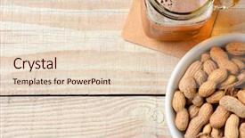  Presentation with peanuts - Colorful slides enhanced with high angle shot of a glass of beer and a bowl of peanuts on a white wood table horizontal format with copy space backdrop and a lemonade colored foreground