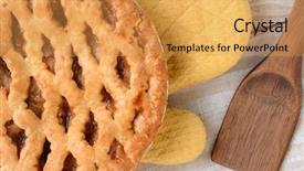  Presentation with rustic wood - Colorful PPT theme enhanced with high angle shot of a fresh baked apple pie with lattice crust on an oven mitt horizontal format on a rustic white wood kitchen table backdrop and a yellow colored foreground