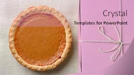  Presentation with bakery pie - Amazing presentation design having high angle shot of a holiday pumpkin pie and pink bakery box horizontal format backdrop and a lemonade colored foreground