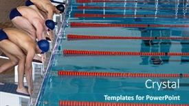  Presentation with high jump - Slide set consisting of high-angle-side-view background and a  colored foreground