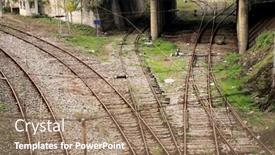  Presentation with railroad - Cool new slides with high-angle-v-ew backdrop and a coral colored foreground