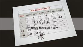  Presentation with spider - Theme featuring high angle view of artificial spider on calender over black background background and a light gray colored foreground