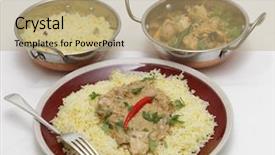  Presentation with curry leaves - Audience pleasing PPT theme consisting of high angle view of balti chicken pasanda curry served on a bed of saffron rice garnished with coriander leaves and a red chilli this curry is made with yoghurt cream and chopped coriander backdrop and a coral colored foreground
