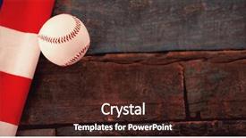  Presentation with american flag - PPT theme having high angle view of baseball background and a wine colored foreground