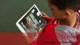  Presentation with wireless internet - Slides consisting of high-angle-view-of-biracial background and a crimson colored foreground