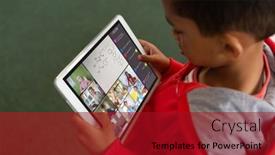  Presentation with wireless internet - Presentation theme featuring high-angle-view-of-biracial background and a crimson colored foreground