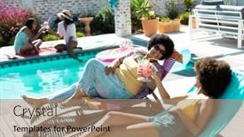  Presentation with summer party - Slide set having high-angle-view-of-biracial background and a coral colored foreground