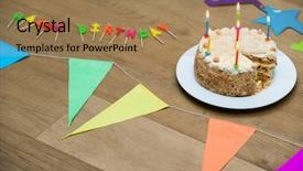  Presentation with mini birthday cake celebration - Audience pleasing PPT layouts consisting of high angle view of birthday backdrop and a coral colored foreground