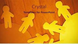  Presentation with yellow paper - Slide deck consisting of high angle view of blue and yellow paper cut out figures on wooden table background and a gold colored foreground