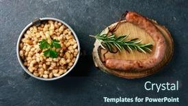  Presentation with lunch box - Presentation having high-angle-view-of-botifarra background and a tawny brown colored foreground