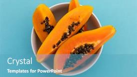  Presentation with fresh papaya - Beautiful PPT layouts featuring high-angle-view-of-bowl backdrop and a teal colored foreground