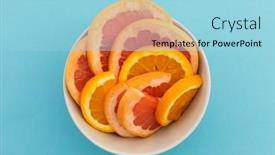  Presentation with orange fruit - PPT theme having high-angle-view-of-bowl background and a arctic colored foreground
