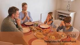  Presentation with dining table - Slide deck with high-angle-view-of-family background and a red colored foreground