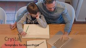  Presentation with social isolation - Slide deck with high-angle-view-of-father background and a coral colored foreground