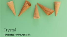  Presentation with ice cream cones - Cool new PPT theme with high-angle-view-of-five backdrop and a seafoam green colored foreground