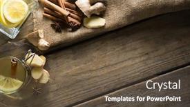  Presentation with lemons - Audience pleasing slides consisting of high angle view of ginger tea with lemons and cinnamons on wooden table backdrop and a tawny brown colored foreground