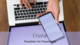  Presentation with laptop blank screen - Beautiful slide set featuring high-angle-view-of-hand backdrop and a light blue colored foreground