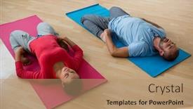  Presentation with student - PPT theme consisting of high-angle-view-of-instructor background and a coral colored foreground