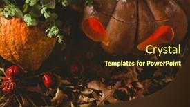  Presentation with lantern - Slides featuring high angle view of jack o lantern with autumn leaves on table during halloween background and a wine colored foreground