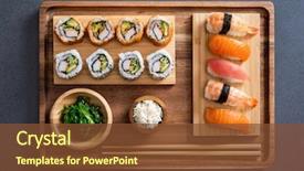  Presentation with japanese food - Slide set consisting of high angle view of japanese background and a tawny brown colored foreground