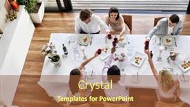  Presentation with dinner party - Amazing PPT theme having high-angle-view-of-multiethnic backdrop and a tawny brown colored foreground