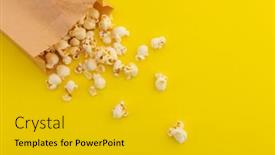  Presentation with brown paper bag - Colorful slide set enhanced with high-angle-view-of-popcorn backdrop and a gold colored foreground