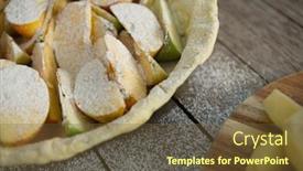  Presentation with powdered - Colorful PPT layouts enhanced with high angle view of powdered sugar on apple slices in baking pan on table backdrop and a tawny brown colored foreground