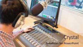  Presentation with radio station - PPT layouts with high angle view of radio background and a coral colored foreground