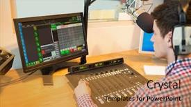  Presentation with radio station - Audience pleasing PPT theme consisting of high angle view of radio backdrop and a gold colored foreground