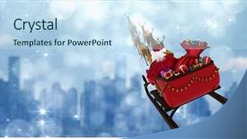  Presentation with santa - Presentation theme having high angle view of santa background and a sky blue colored foreground