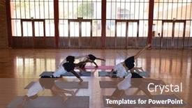  Presentation with high school - PPT layouts featuring high-angle-view-of-schoolkids background and a violet colored foreground