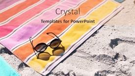  Presentation with picnic - Slides having high-angle-view-of-sunglasses background and a coral colored foreground