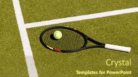  Presentation with green nature - Slide deck with high-angle-view-of-tennis background and a tawny brown colored foreground