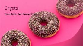  Presentation with donuts pink - Audience pleasing PPT theme consisting of high-angle-view-of-three backdrop and a coral colored foreground