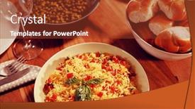  Presentation with thanksgiving dinner - Beautiful slide deck featuring high angle view of vegetables and bread rolls on the thanksgiving dinner table at home backdrop and a tawny brown colored foreground