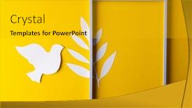  Presentation with white dove - Presentation having high-angle-view-of-white background and a gold colored foreground