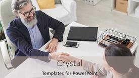  Presentation with woman office desk - PPT layouts with high-angle-view-shot background and a soft green colored foreground