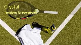  Presentation with water bottle - Slides consisting of high-angle-view-tennis-racket background and a tawny brown colored foreground